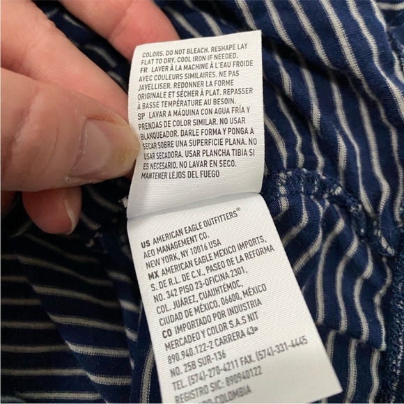 AE Soft & Sexy One-Shoulder Cropped Tank Top Navy Blue Gray medium - Picture 5 of 8